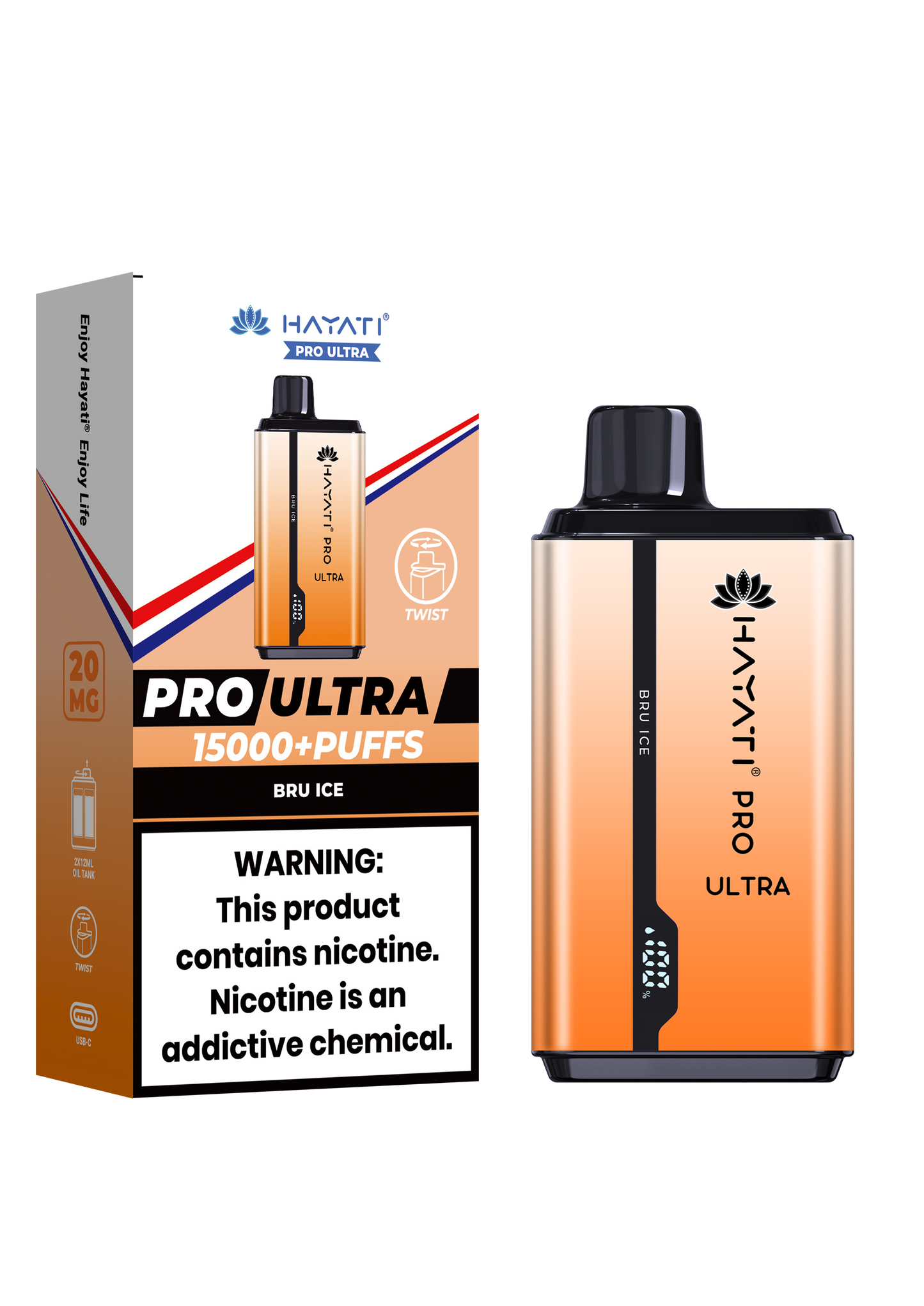 Hayati® Pro Ultra 15000+ Puffs - (Box Of 10) (0MG) Bru Ice