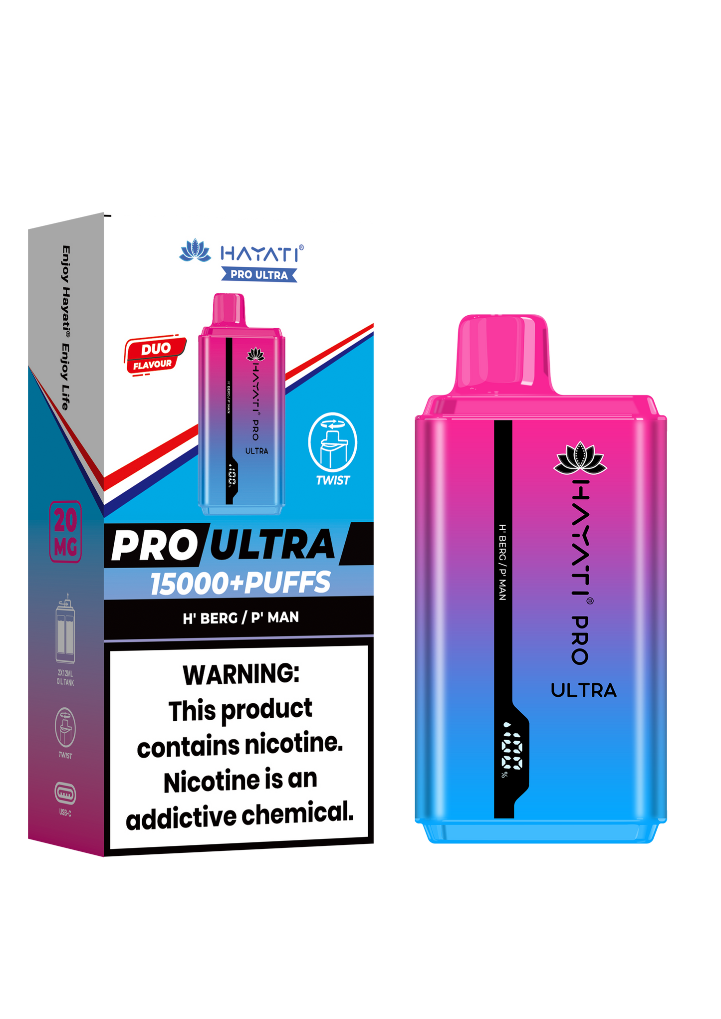 Hayati® Pro Ultra 15000+ Puffs - (Box Of 10) (0MG) H'Berg P'Man