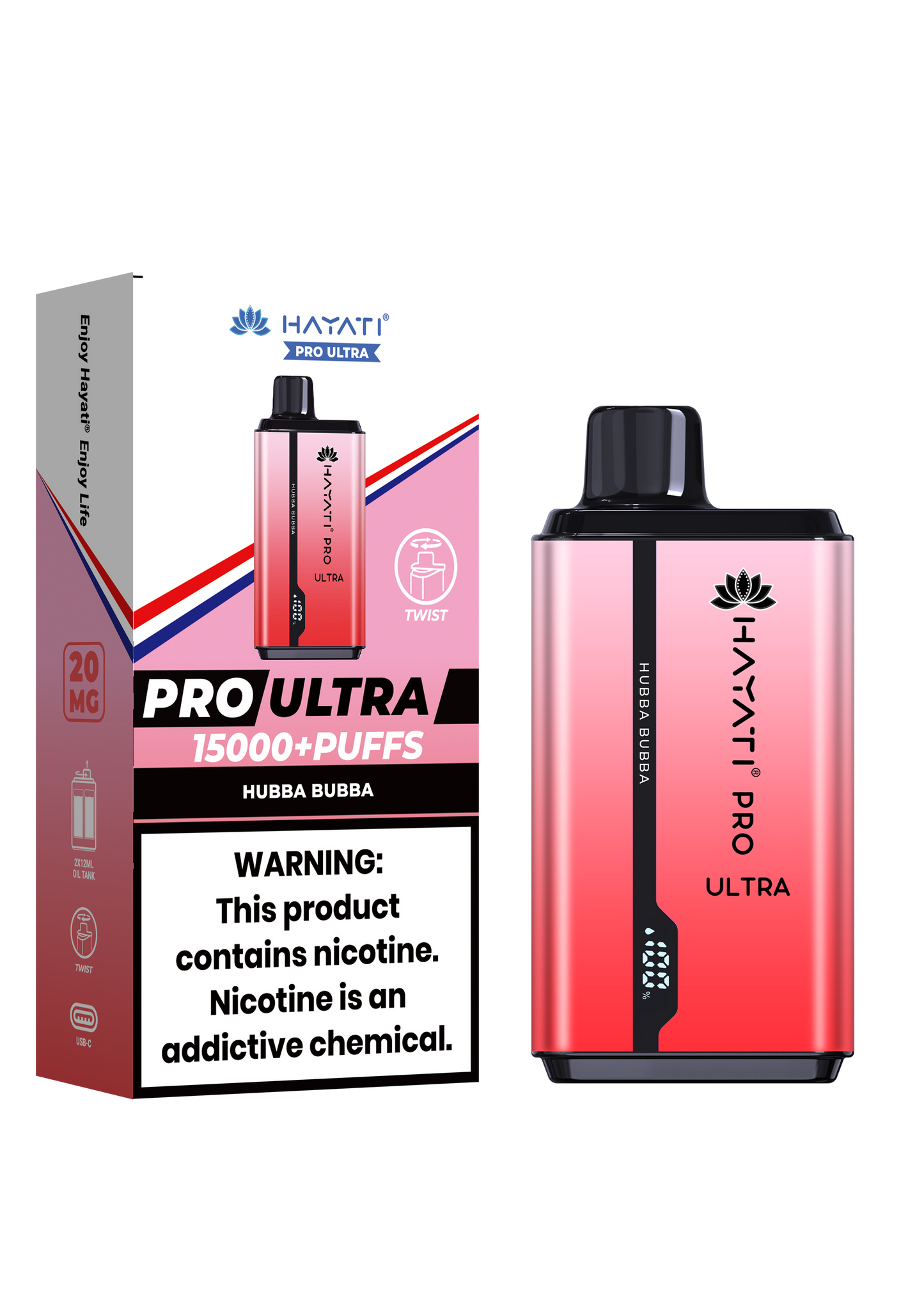 Hayati® Pro Ultra 15000+ Puffs - (Box Of 10) (0MG) Hubba Bubba