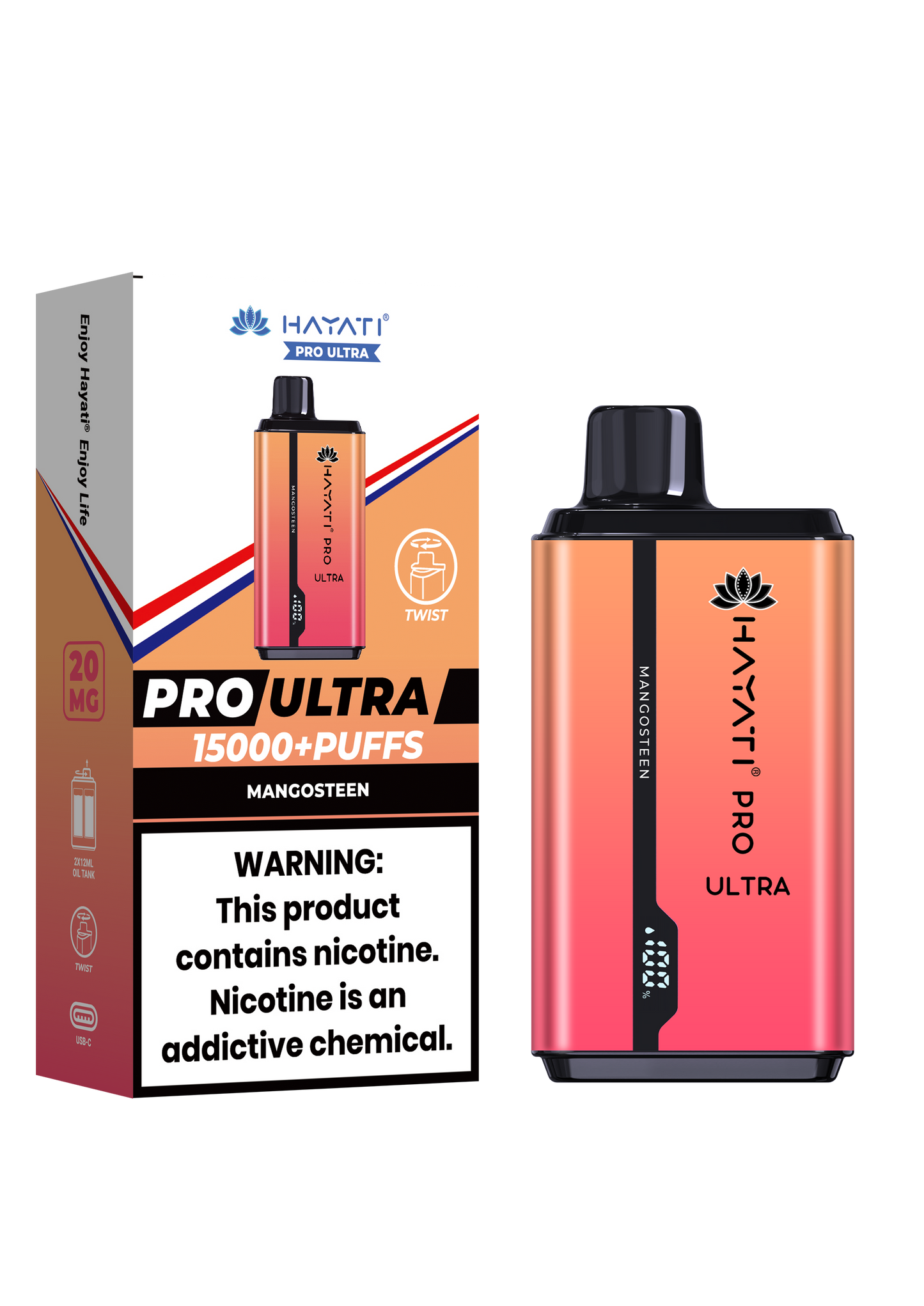 Hayati® Pro Ultra 15000+ Puffs - (Box Of 10) (0MG) Mangosteen