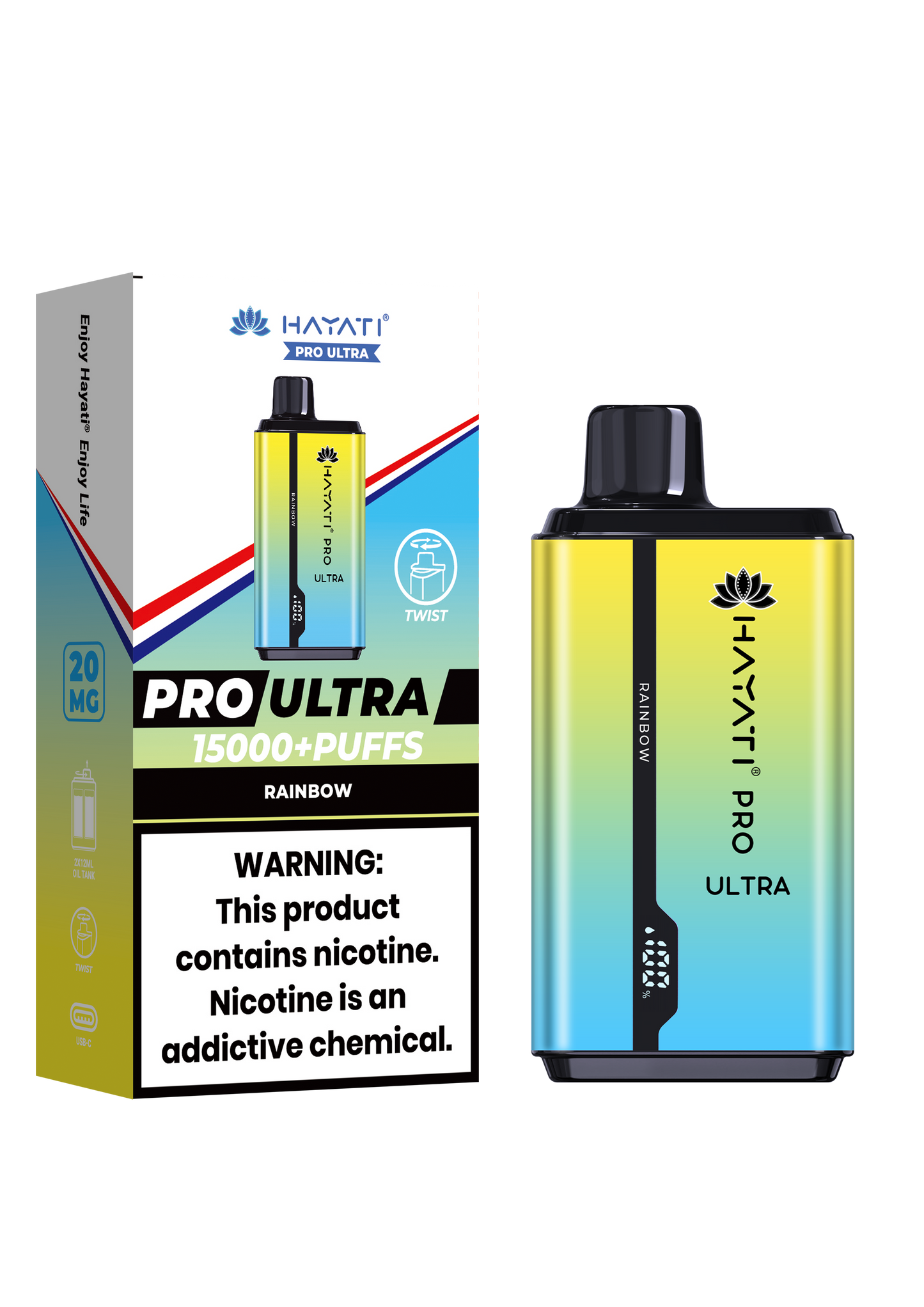 Hayati® Pro Ultra 15000+ Puffs - (Box Of 10) (0MG) Rainbow