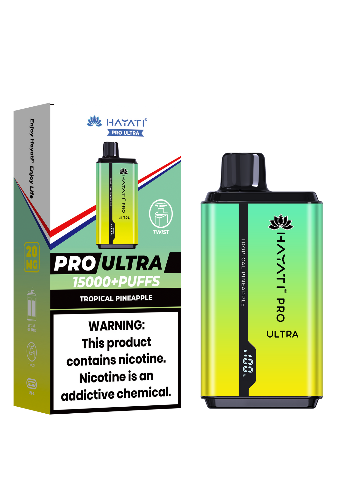 Hayati® Pro Ultra 15000+ Puffs - (Box Of 10) (0MG) Tropical Pineapple