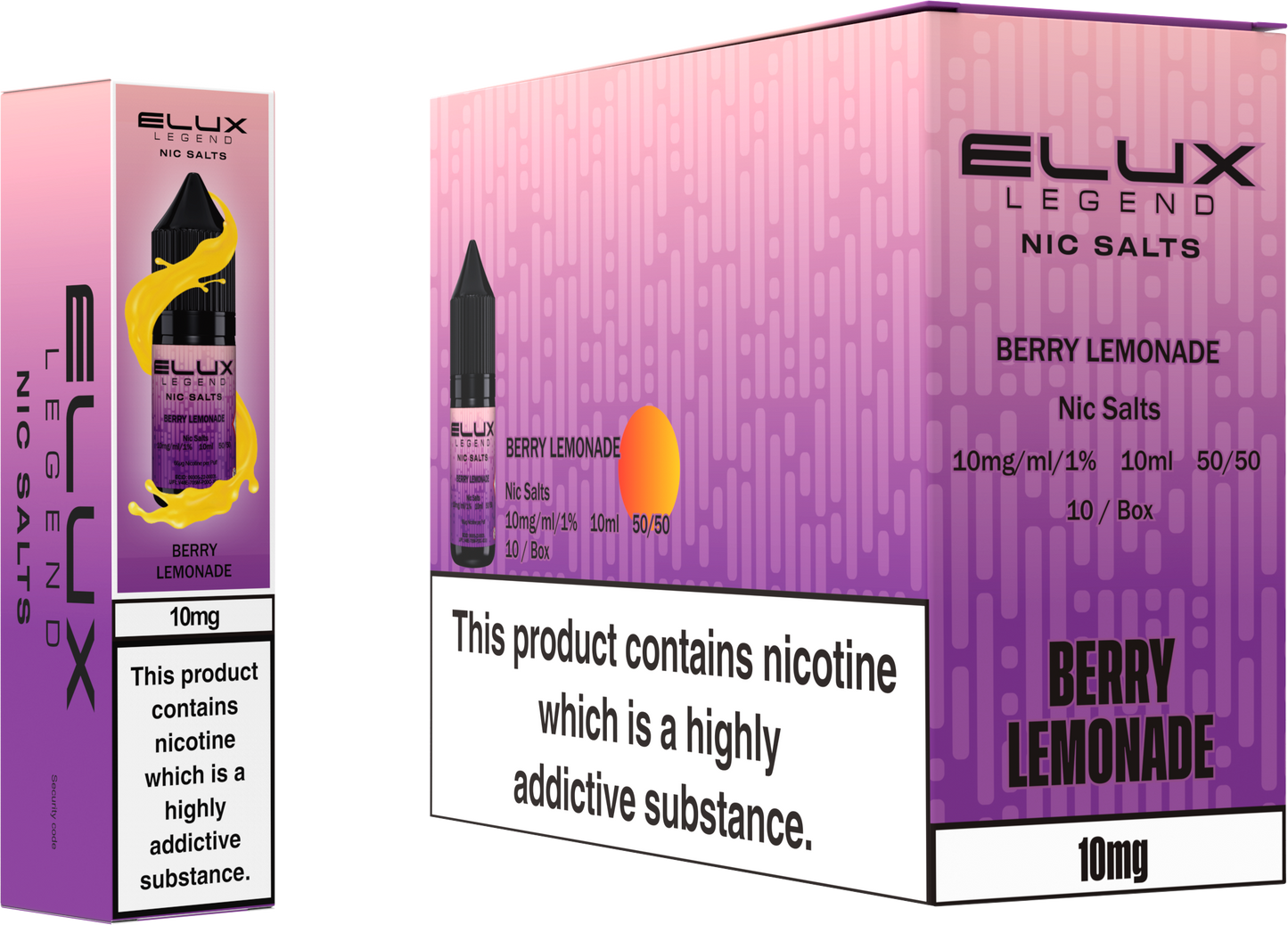 ELUX Legend Nic Salt 10mg E-Liquid – Box of 10 Wholesale Berry Lemonade