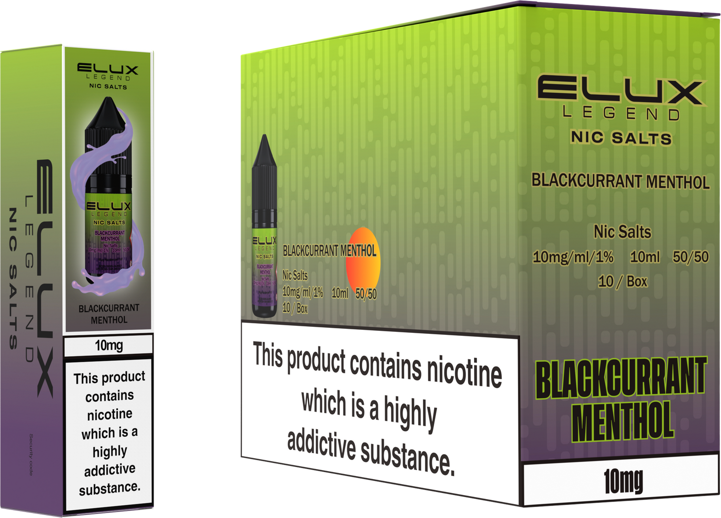 ELUX Legend Nic Salt 10mg E-Liquid – Box of 10 Wholesale Blackcurrant Menthol