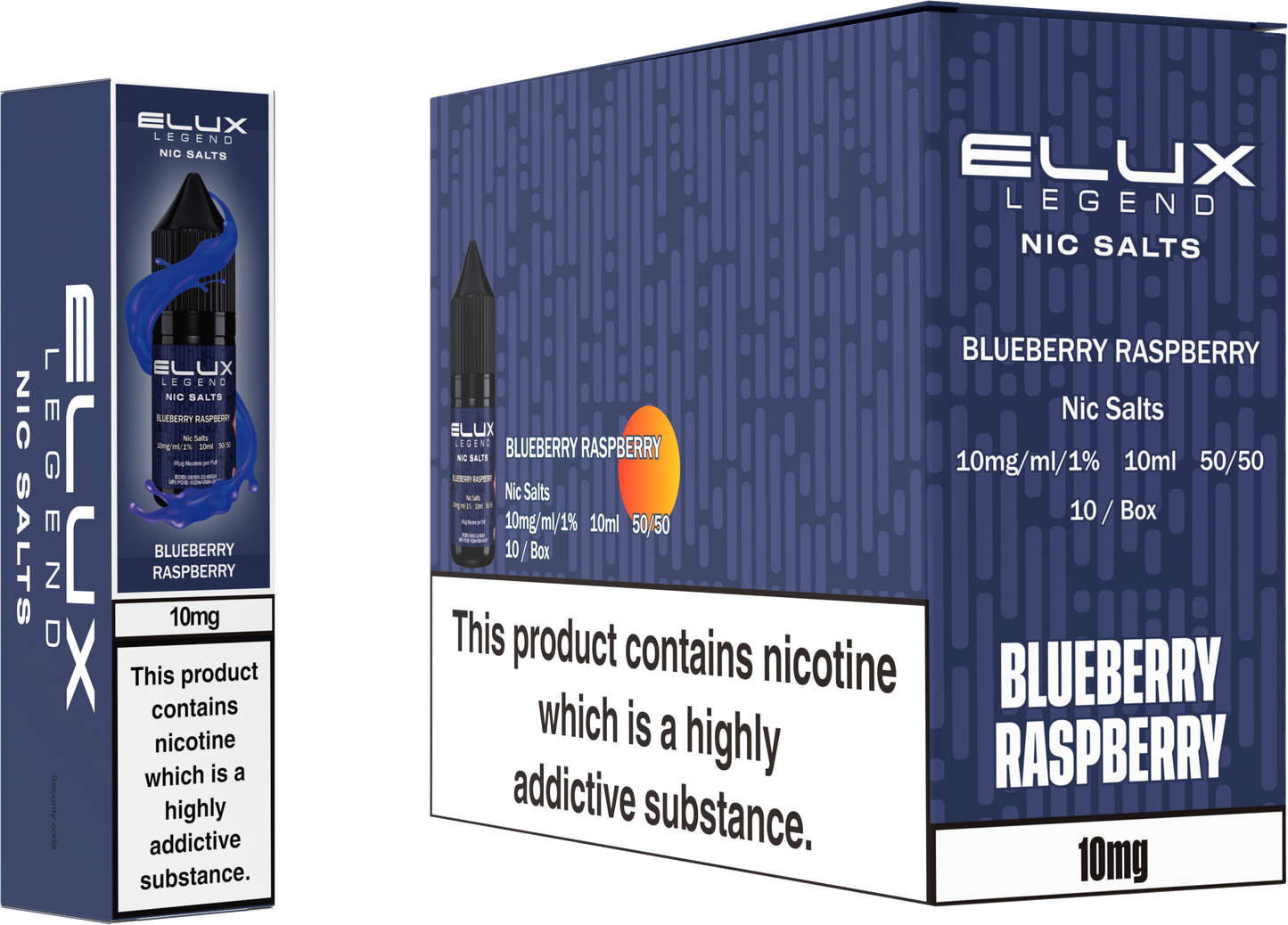 ELUX Legend Nic Salt 10mg E-Liquid – Box of 10 Wholesale Blueberry Raspberry