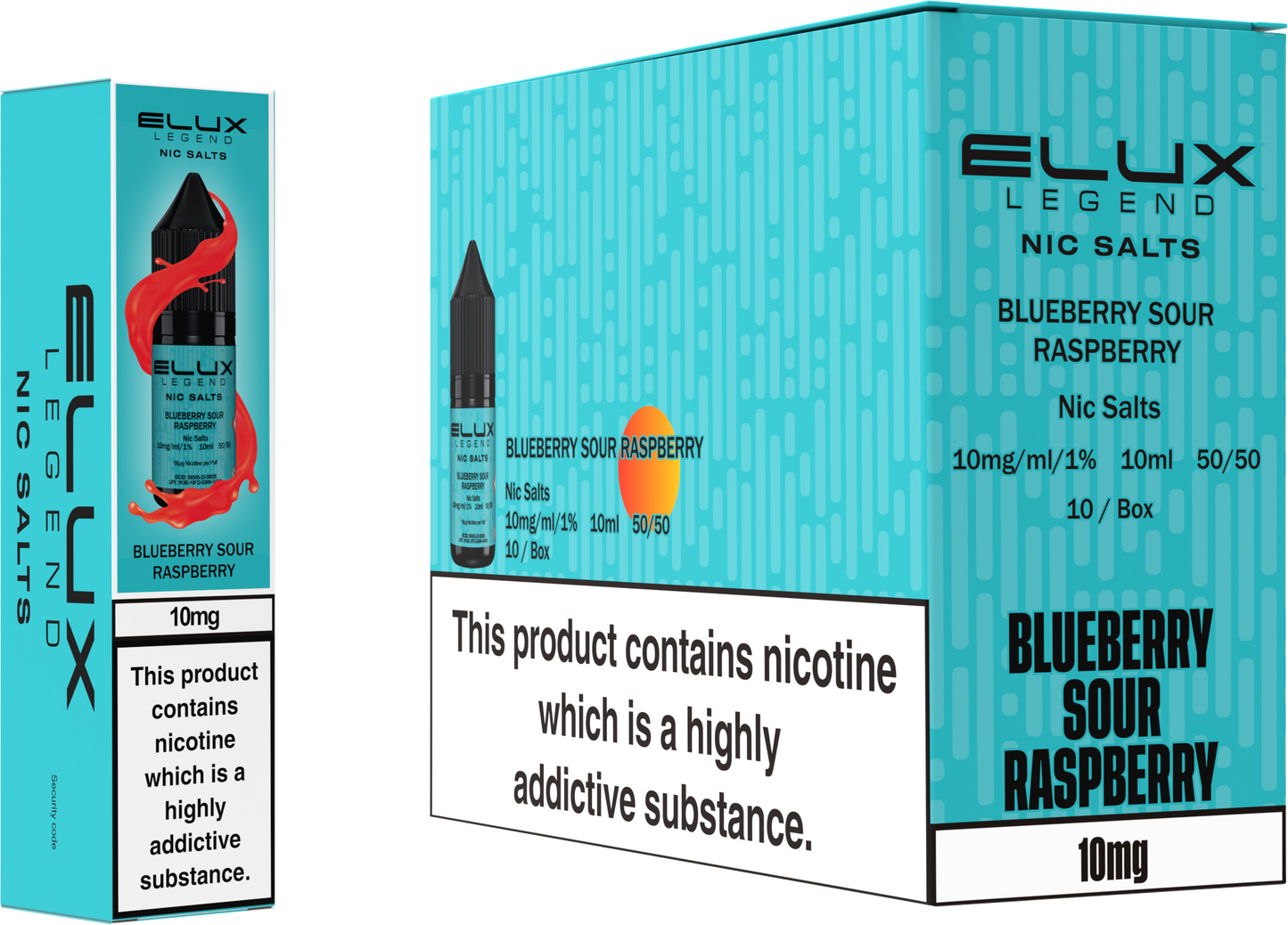 ELUX Legend Nic Salt 10mg E-Liquid – Box of 10 Wholesale Blueberry Sour Raspberry