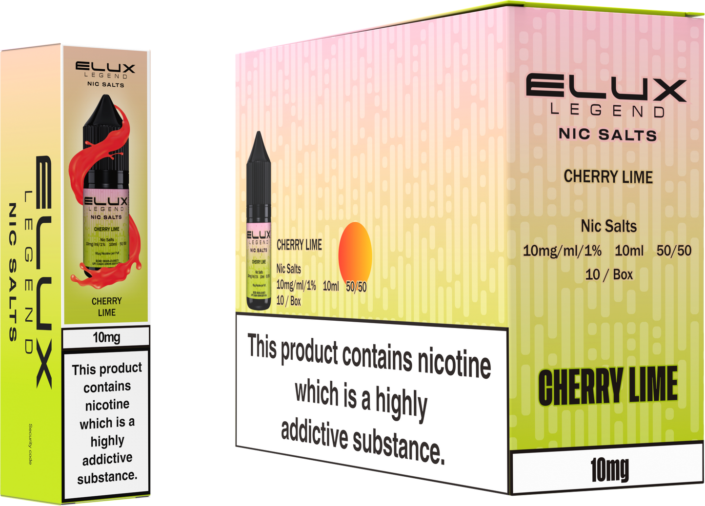 ELUX Legend Nic Salt 10mg E-Liquid – Box of 10 Wholesale Cherry Lime