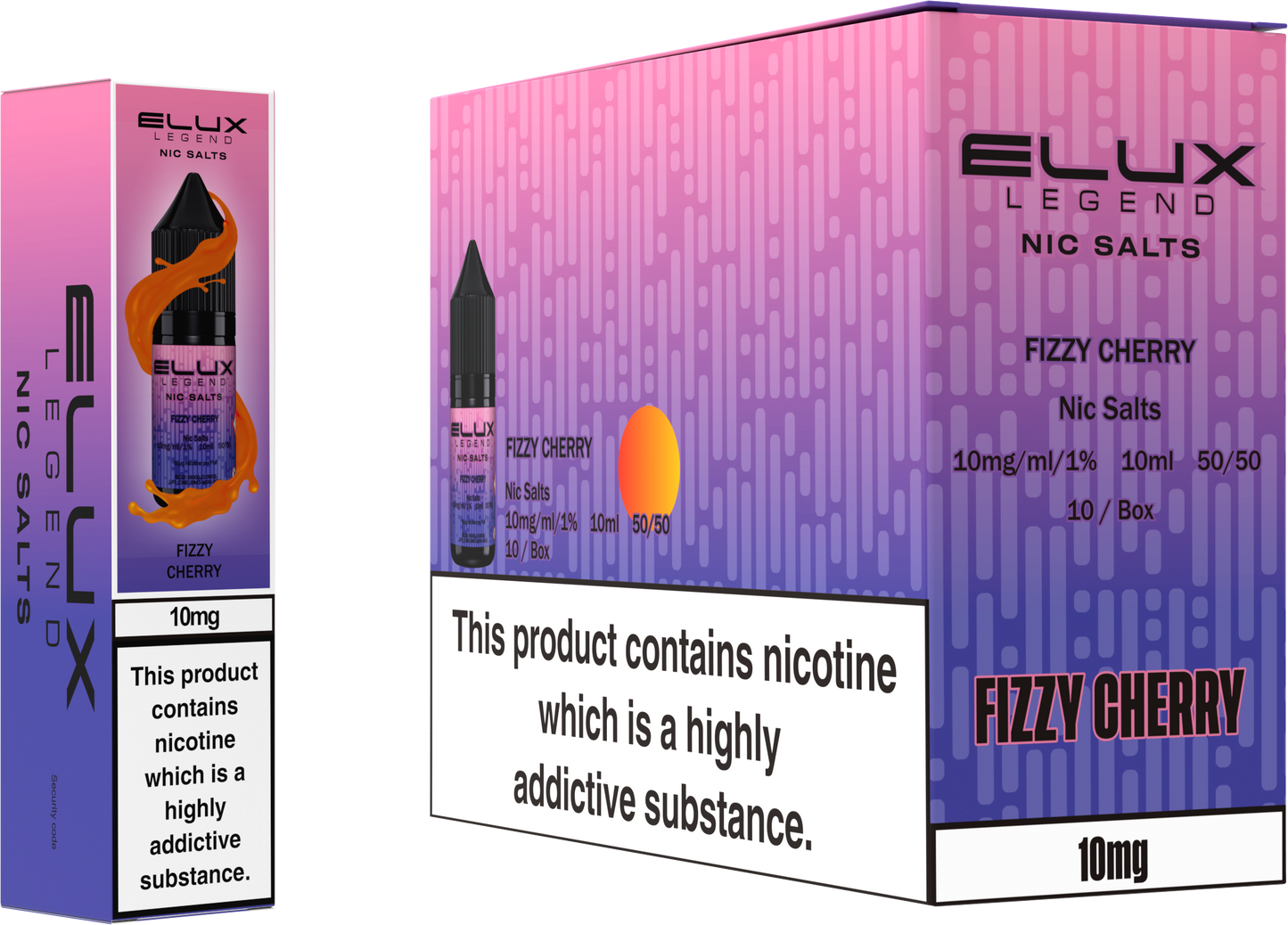 ELUX Legend Nic Salt 10mg E-Liquid – Box of 10 Wholesale Fizzy Cherry