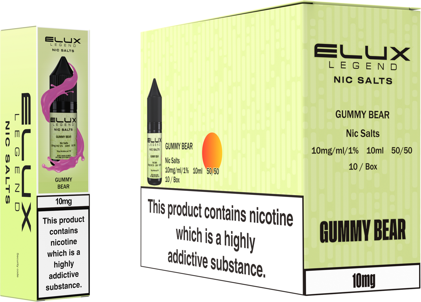 ELUX Legend Nic Salt 10mg E-Liquid – Box of 10 Wholesale Gummy Bear