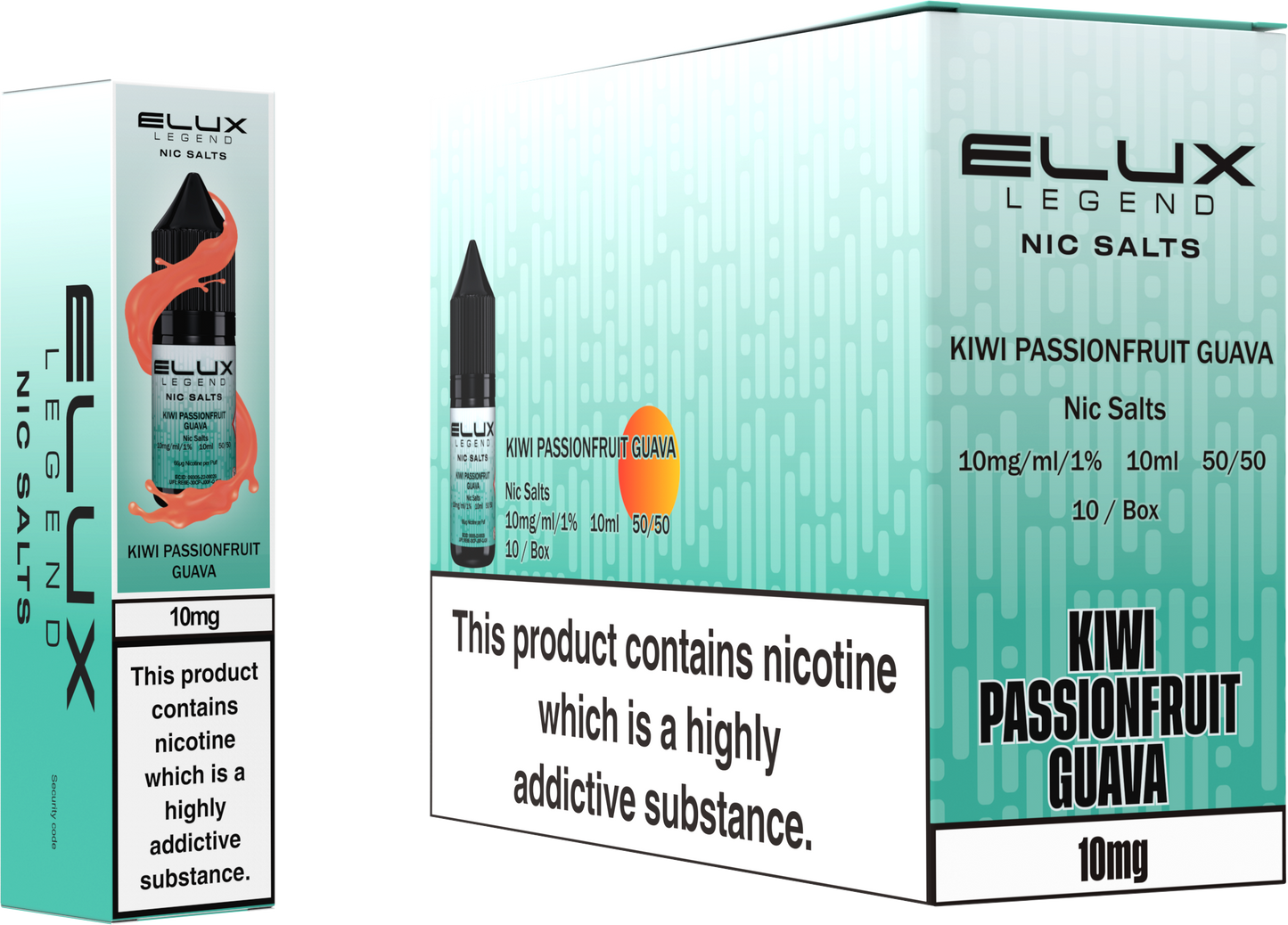 ELUX Legend Nic Salt 10mg E-Liquid – Box of 10 Wholesale Kiwi Passionfruit Guava