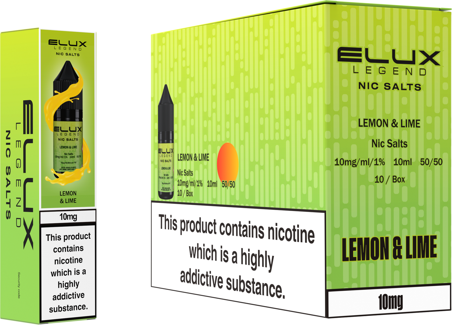 ELUX Legend Nic Salt 10mg E-Liquid – Box of 10 Wholesale Lemon & Lime