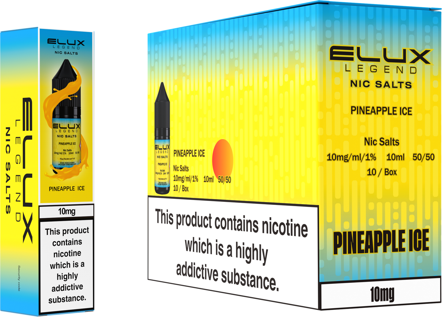 ELUX Legend Nic Salt 10mg E-Liquid – Box of 10 Wholesale Pineapple Ice