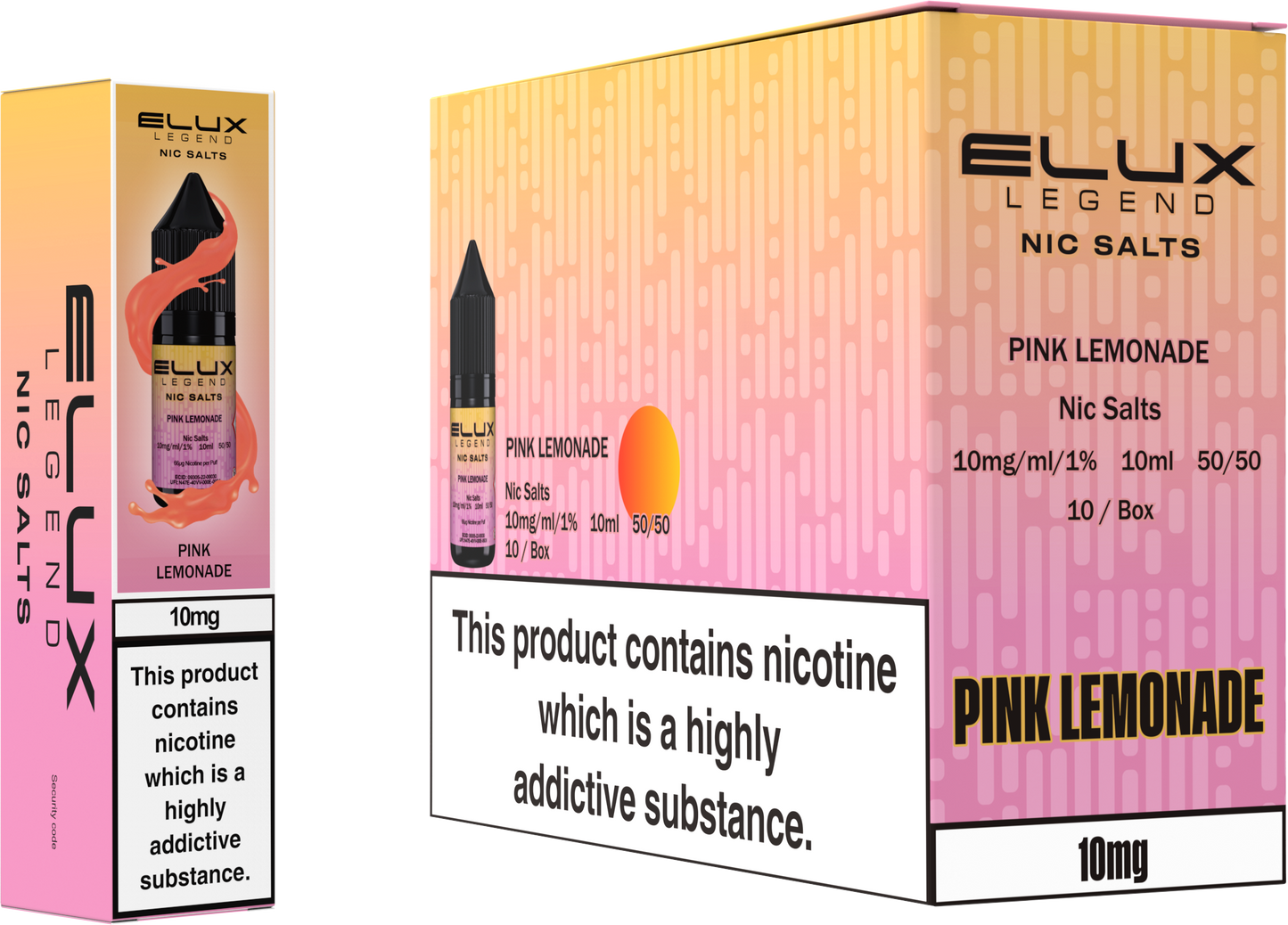 ELUX Legend Nic Salt 10mg E-Liquid – Box of 10 Wholesale Pink Lemonade