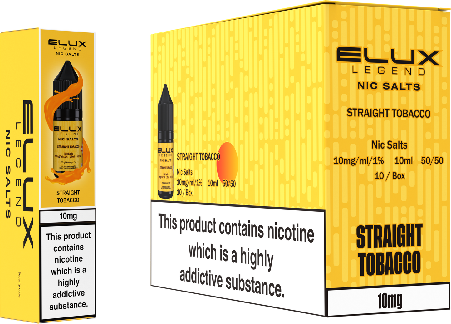 ELUX Legend Nic Salt 10mg E-Liquid – Box of 10 Wholesale Straight Tobacco