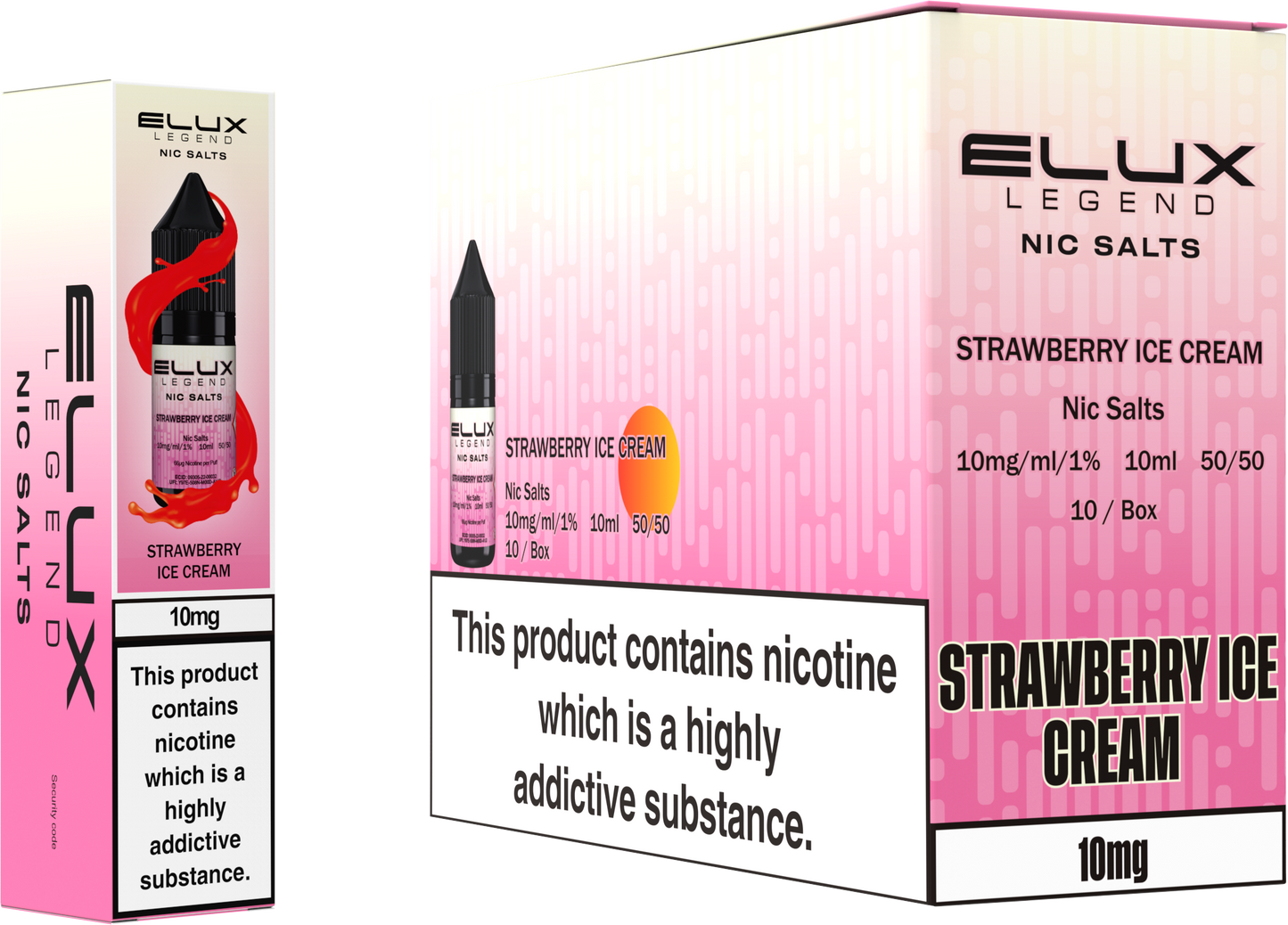 ELUX Legend Nic Salt 10mg E-Liquid – Box of 10 Wholesale Strawberry Ice Cream