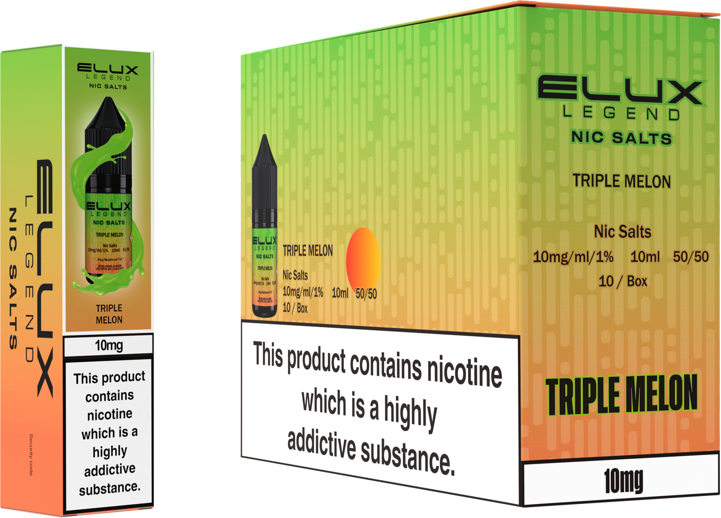 ELUX Legend Nic Salt 10mg E-Liquid – Box of 10 Wholesale Triple Melon