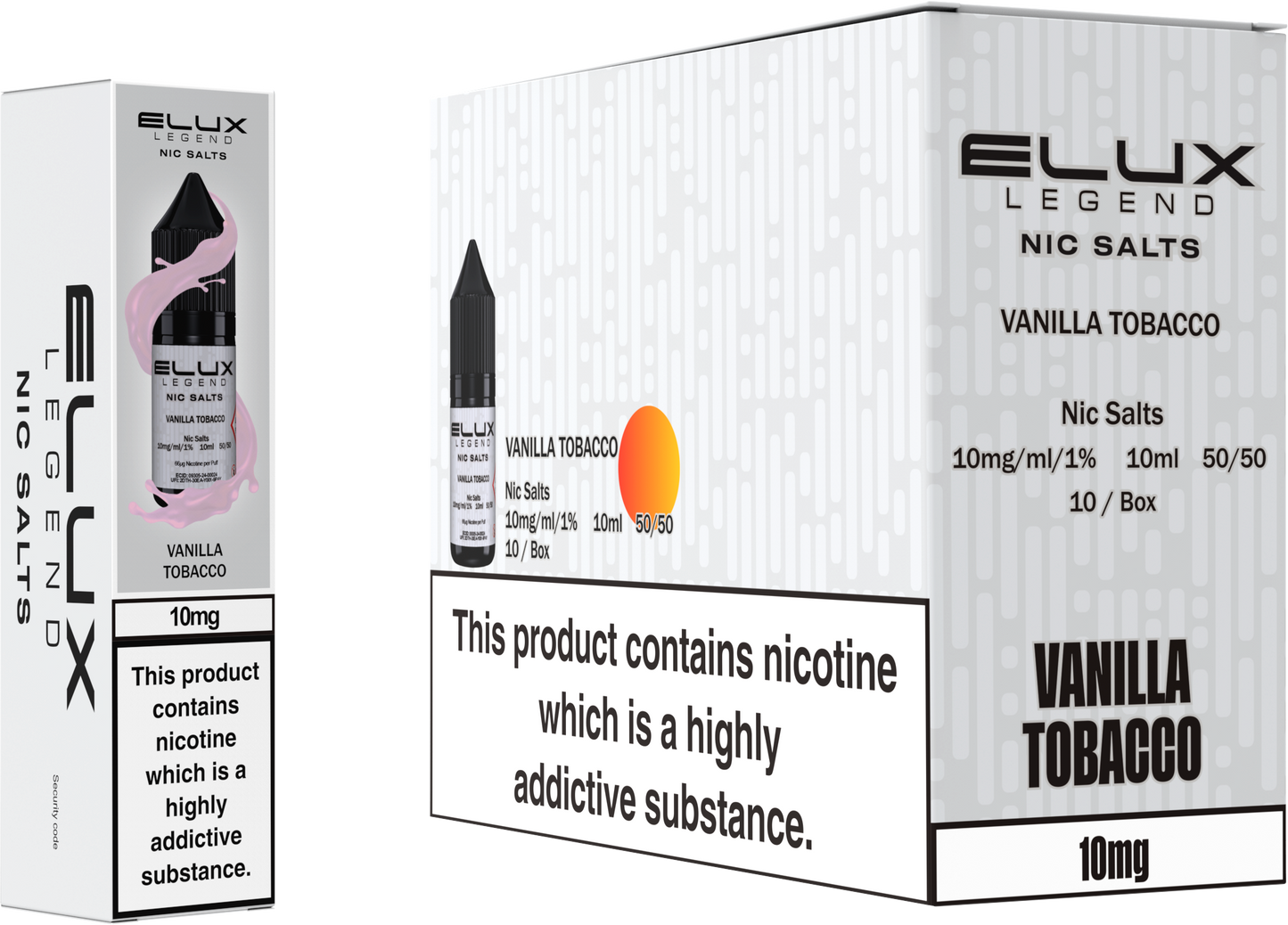 ELUX Legend Nic Salt 10mg E-Liquid – Box of 10 Wholesale Vanilla Tobacco