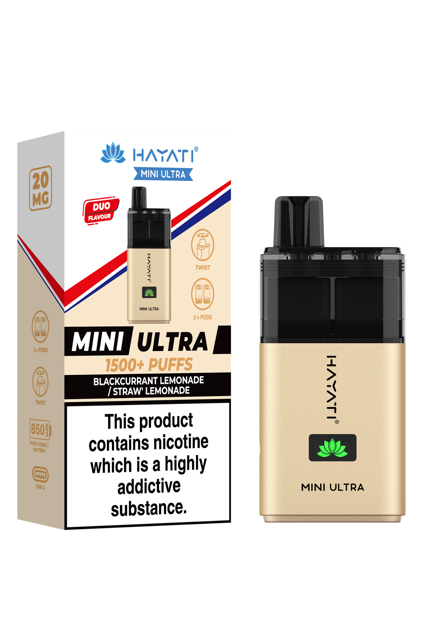 Hayati® Mini Ultra 1500+ Puffs (20MG) - Box of 10