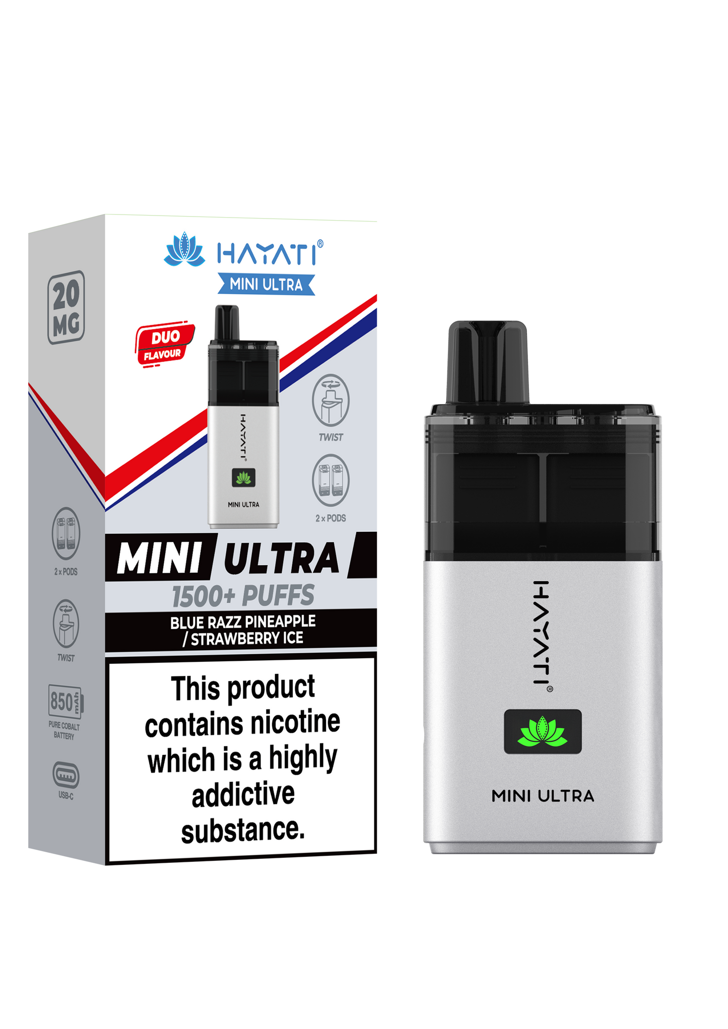 Hayati® Mini Ultra 1500+ Puffs (20MG) - Box of 10