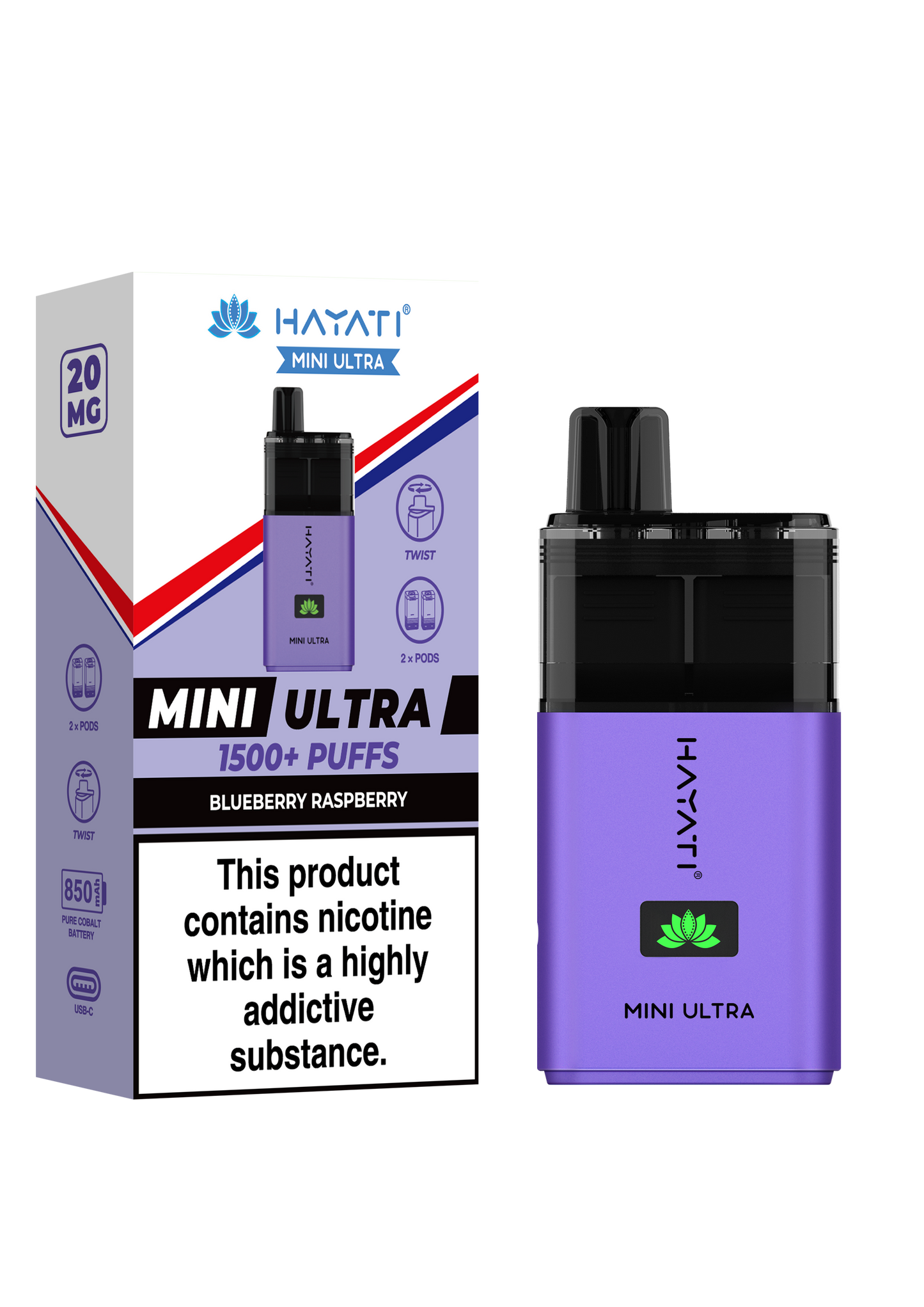 Hayati® Mini Ultra 1500+ Puffs (20MG) - Box of 10