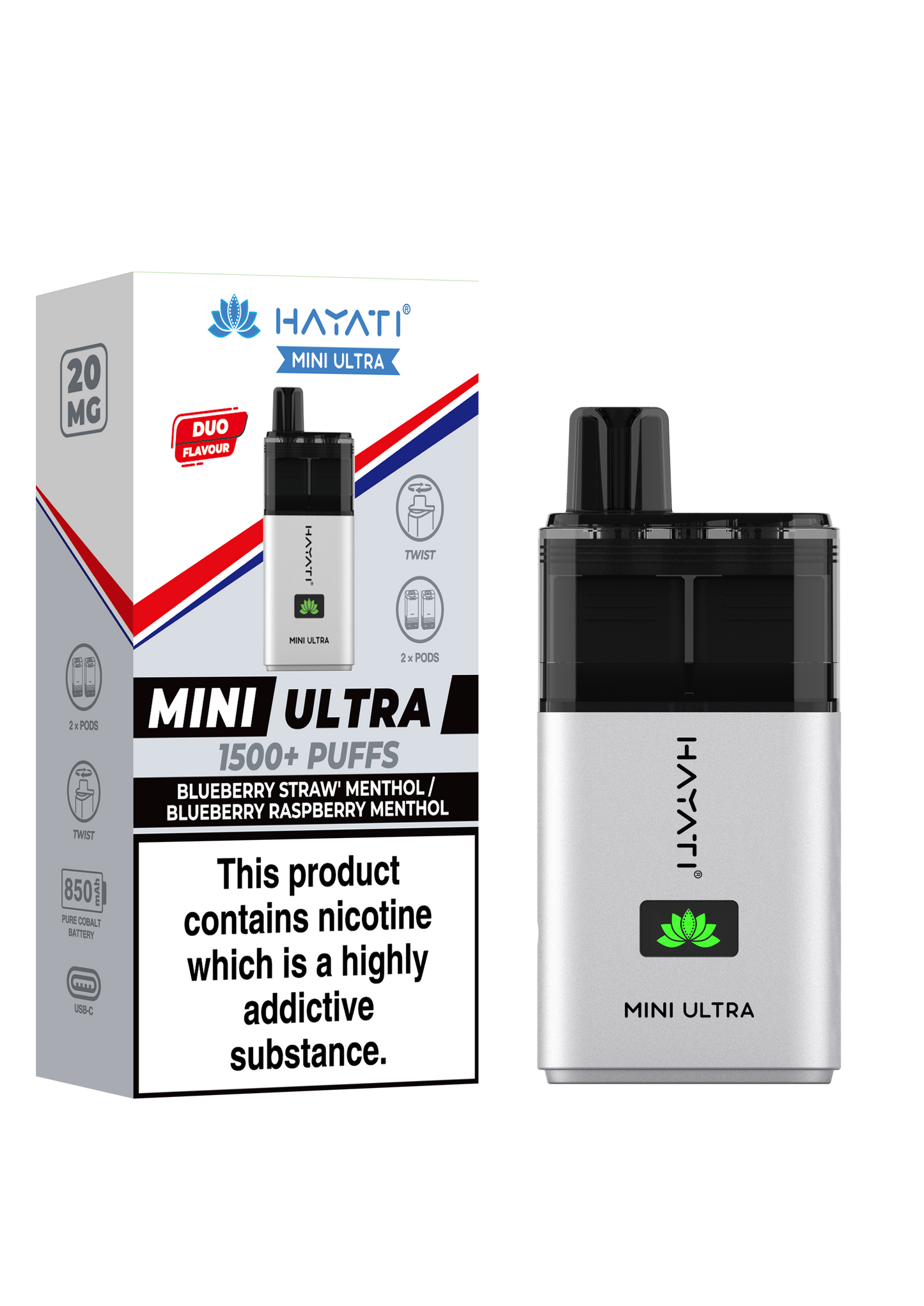 Hayati® Mini Ultra 1500+ Puffs (20MG) - Box of 10