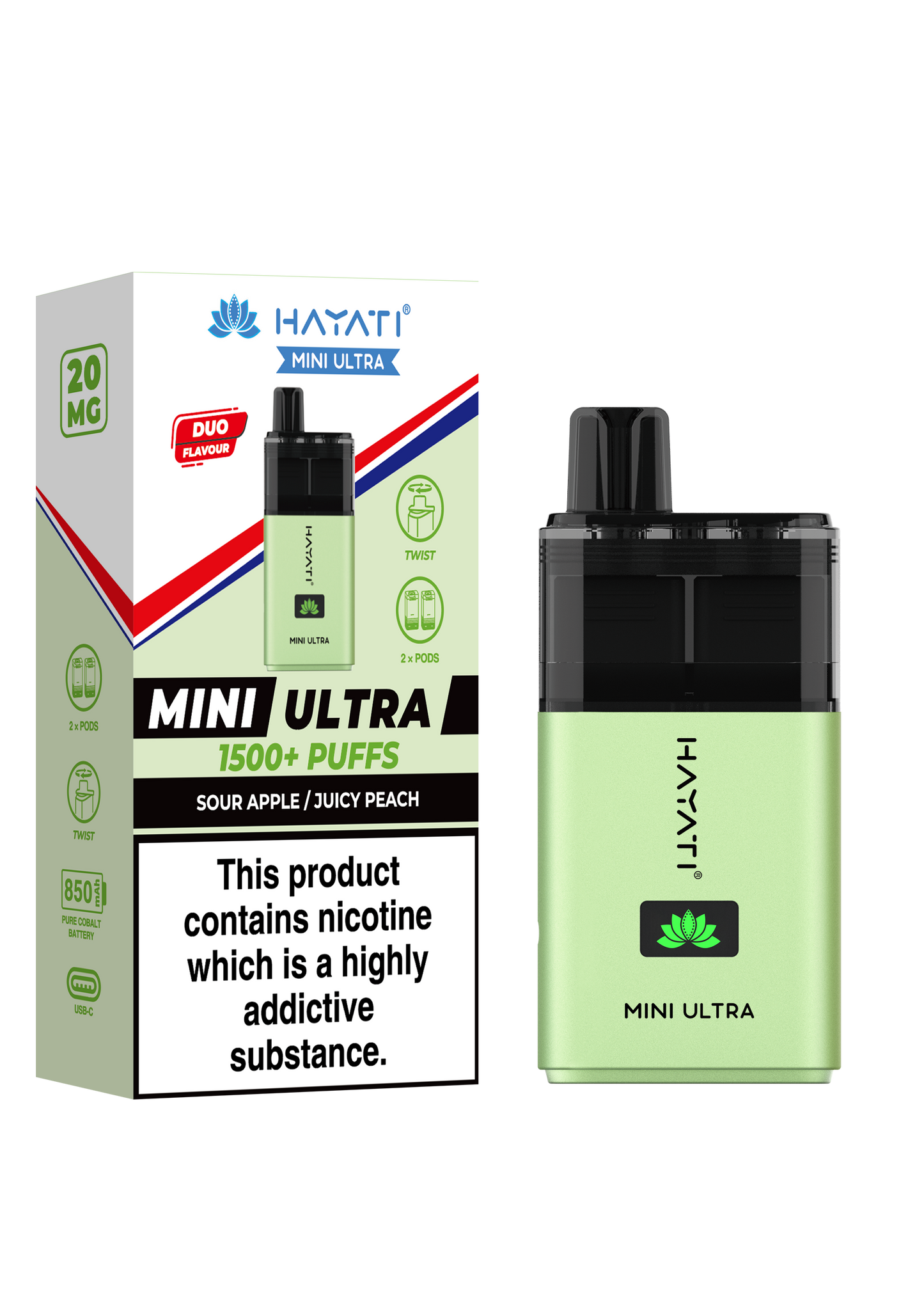 Hayati® Mini Ultra 1500+ Puffs (20MG) - Box of 10