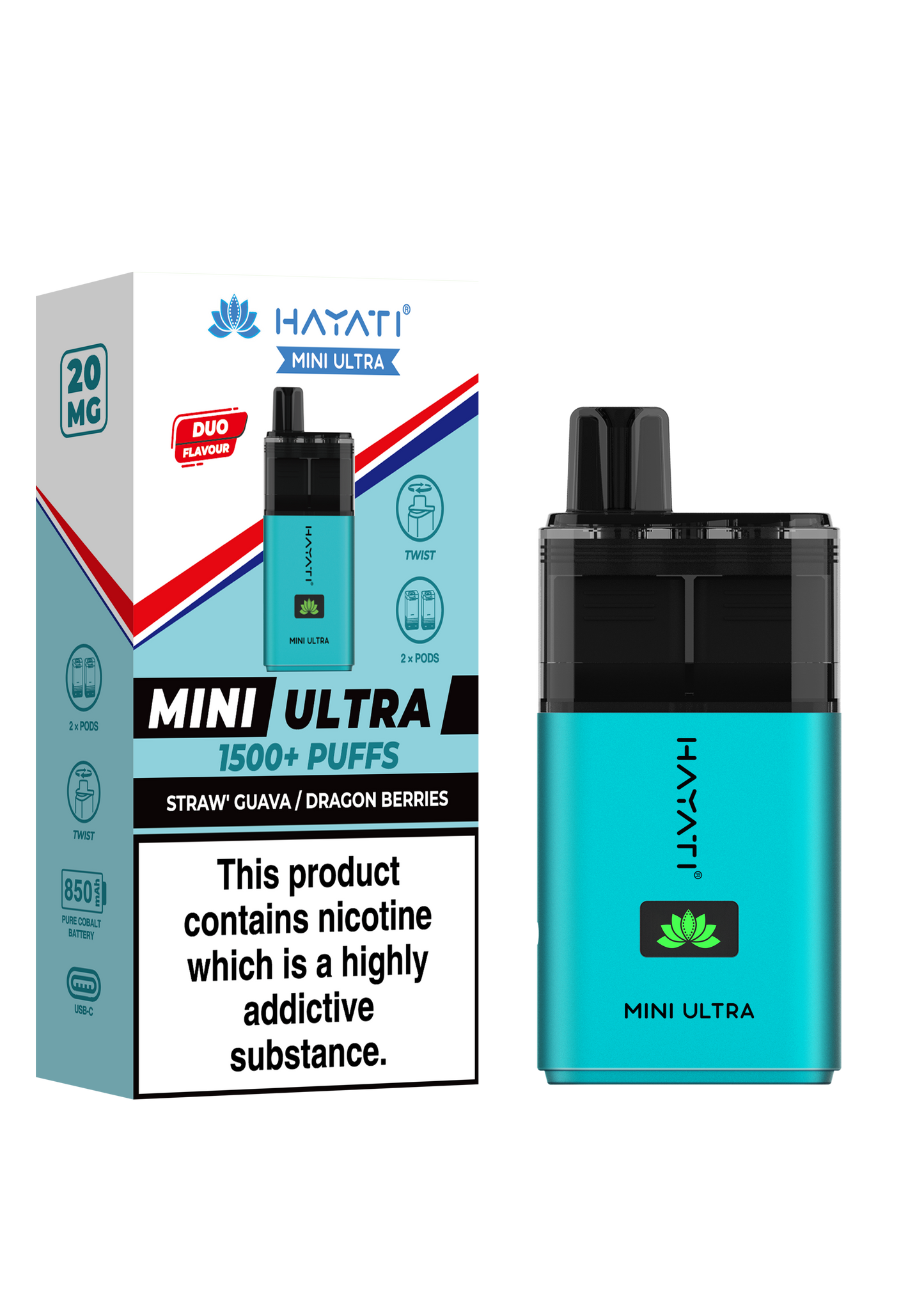 Hayati® Mini Ultra 1500+ Puffs (20MG) - Box of 10