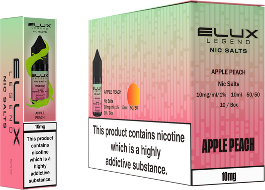 ELUX Legend Nic Salt 10mg E-Liquid – Box of 10 Wholesale Apple Peach